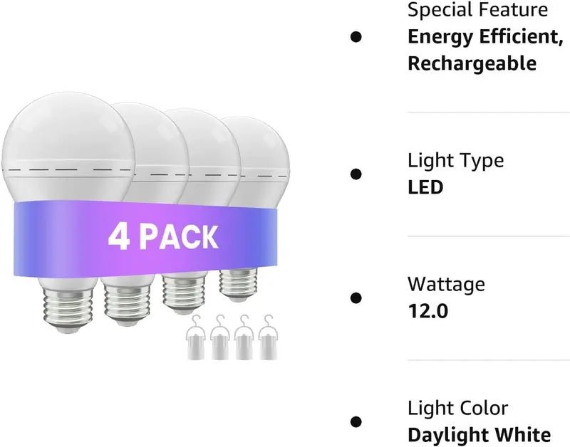 4 Pack Rechargeable Emergency Light Bulbs